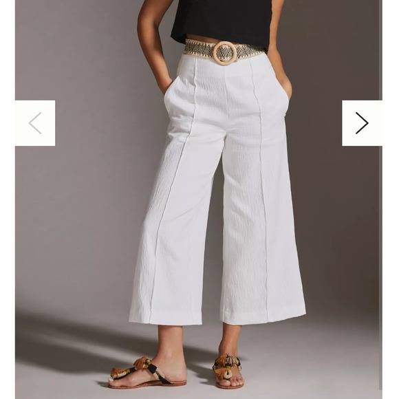 Maeve Pants - Maeve PINK Textured‎ Wide Leg Pants Flowy High Waisted Casual Dressy Brunch Work
